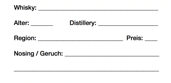 Whisky Tasting Note Card