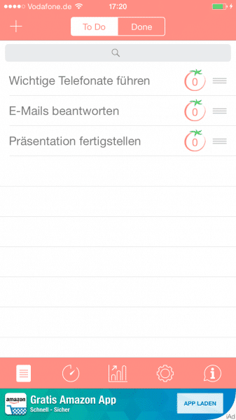 Pomodoro Timer für iOS (iPhones)