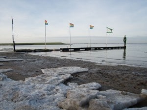Eisschollen am Strand von Dangast.
